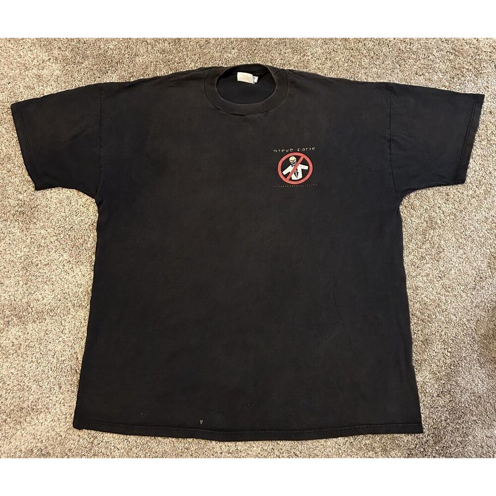 Vintage Steve Earle No Dry Cleaning Tour T Shirt Size Mens XL Rock Blues Band